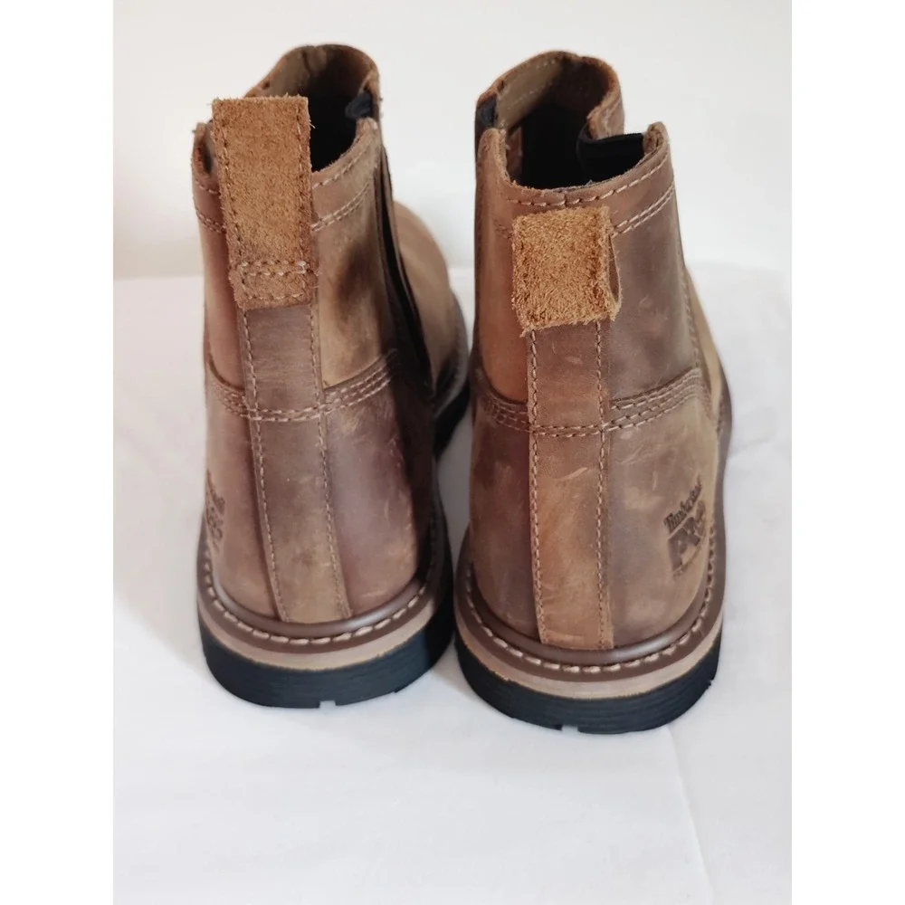 Timberland PRO Millworks Brown Leather Composite Toe Chelsea Work Boots Men 9